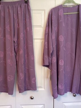 Linen Embroidered Kimono Set CO-ORD